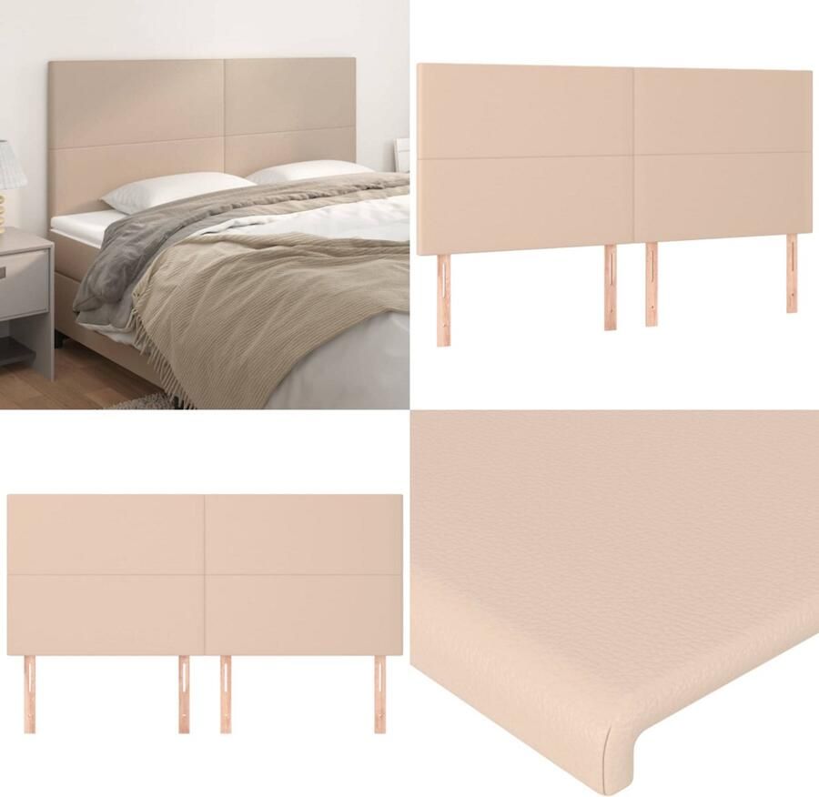 VidaXL Hoofdborden 4 st 80x5x78 88 cm kunstleer cappuccinokleurig Hoofdbord Hoofdborden Hoofdeinde Houten Hoofdbord