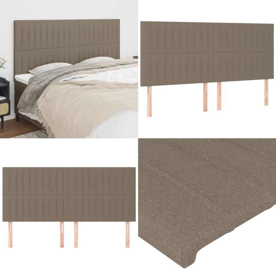 VidaXL Hoofdborden 4 st 80x5x78 88 cm stof taupe Hoofdbord Hoofdborden Hoofdeinde Houten Hoofdbord