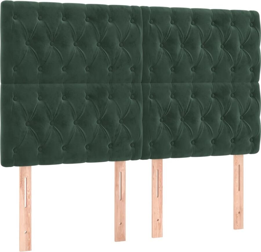 VidaXL Hoofdborden 4 st 80x7x78 88 cm fluweel donkergroen