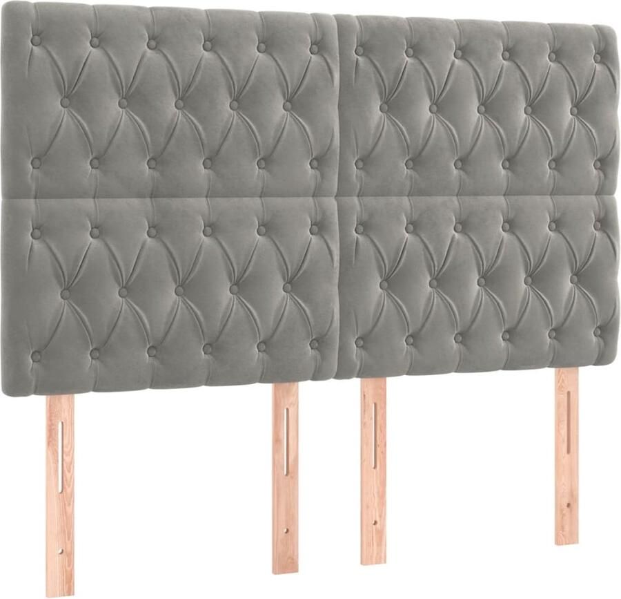 VidaXL Hoofdborden 4 st 72x7x78 88 cm fluweel lichtgrijs - Foto 3