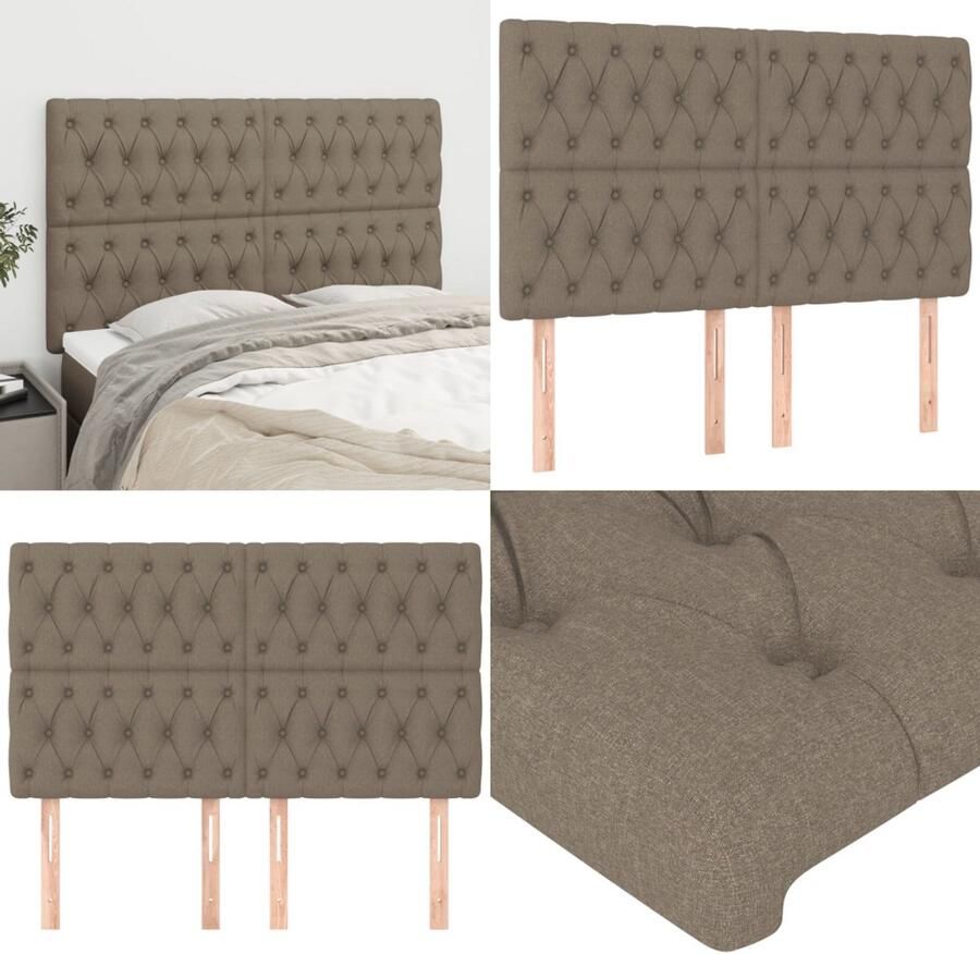 VidaXL Hoofdborden 4 st 80x7x78 88 cm stof taupe Hoofdbord Hoofdborden Hoofdeinde Houten Hoofdbord