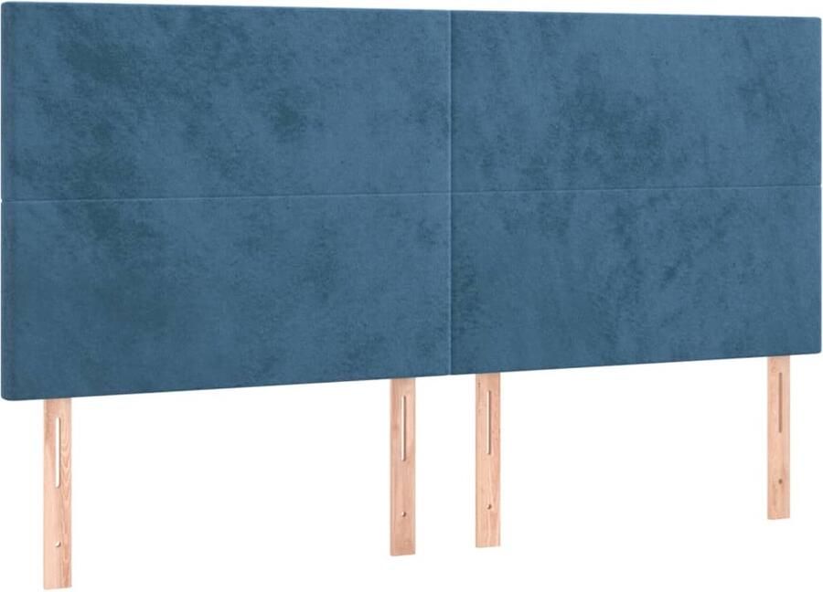 VidaXL Hoofdborden 4 st 100x5x78 88 cm fluweel donkerblauw - Foto 3