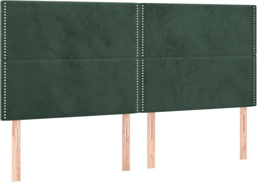 VidaXL Hoofdborden 4 st 80x5x78 88 cm fluweel donkergroen - Foto 2