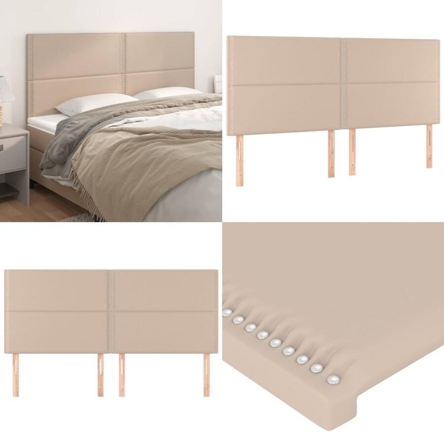VidaXL Hoofdborden 4 st 90x5x78 88 cm kunstleer cappuccinokleurig Hoofdbord Hoofdborden Hoofdeinde Houten Hoofdbord