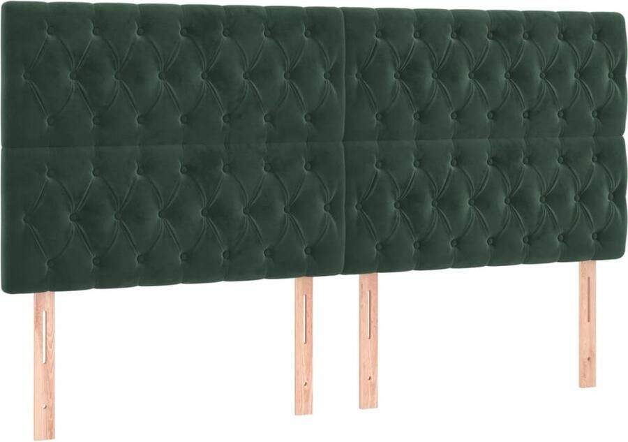 VidaXL Hoofdborden 4 st 90x7x78 88 cm fluweel donkergroen - Foto 5