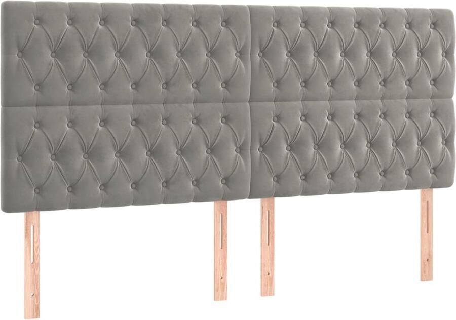 VidaXL Hoofdborden 4 st 100x7x78 88 cm fluweel lichtgrijs