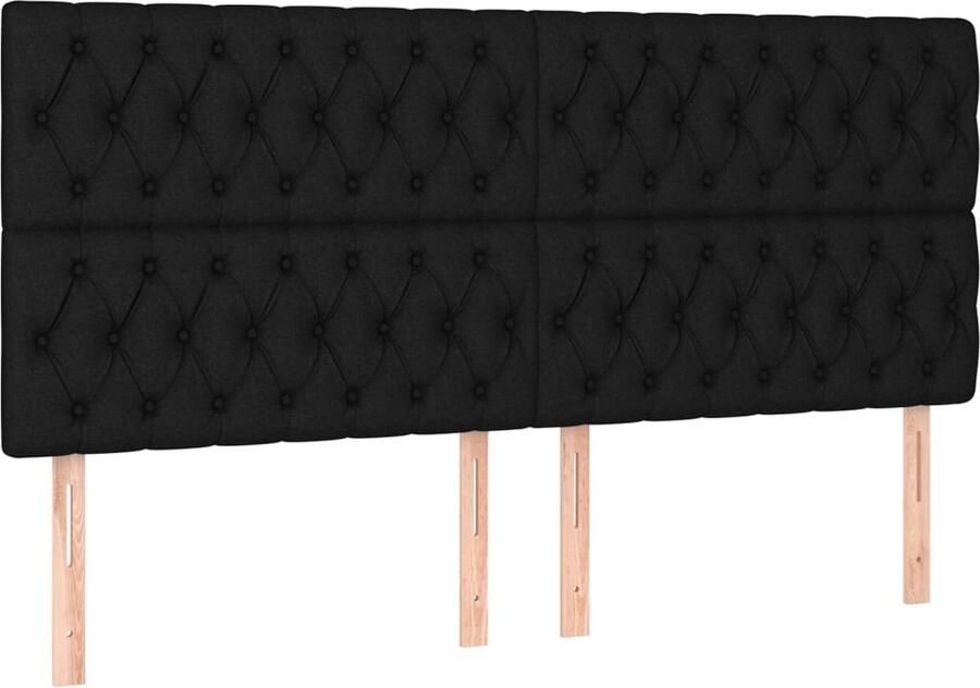 VidaXL Hoofdborden 4 st 100x7x78 88 cm stof zwart - Foto 2
