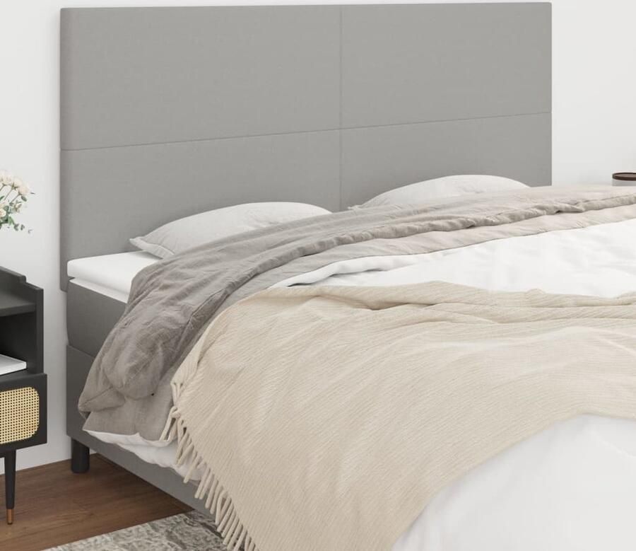 VidaXL Hoofdborden 4 stuks Lichtgrijs Stof Hoofd Bord Hoofdkussen Bedkleden Slaap Accessoires Bedroom Decor Stoffen Hoofdborden Grijs Hoofdbord - Foto 2
