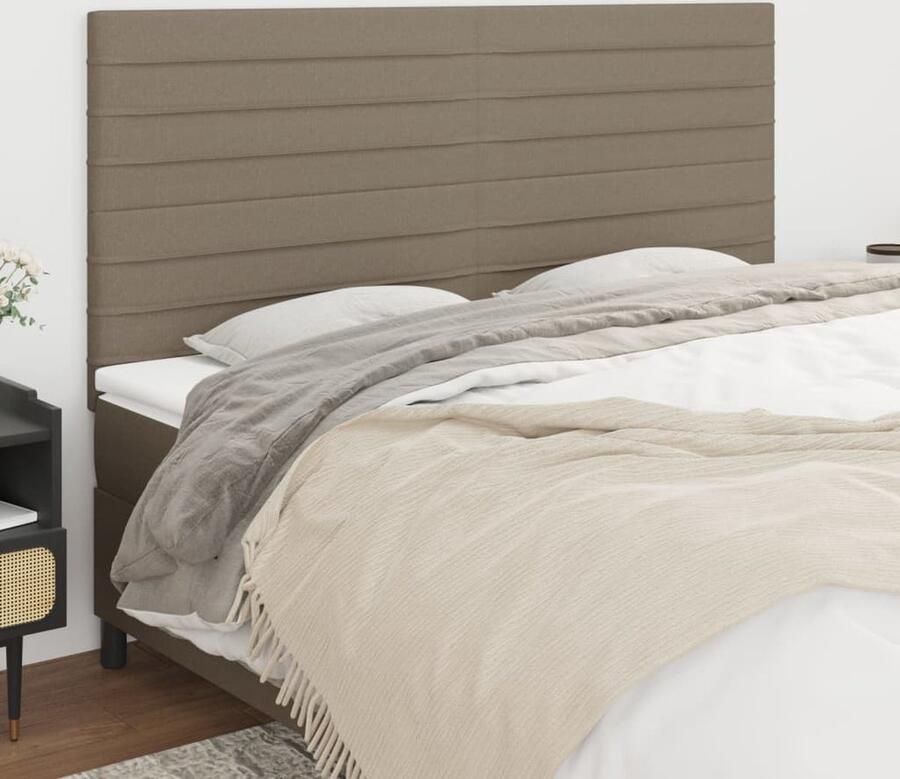 VidaXL Hoofdborden Set van 4 Stof Taupe 100x5x78 88 cm Hoofd Bord Hoofdkussen Beddecoratie Stoffen Hoofdbord Tapijt Bedroom Decor Slaapkamers - Foto 2