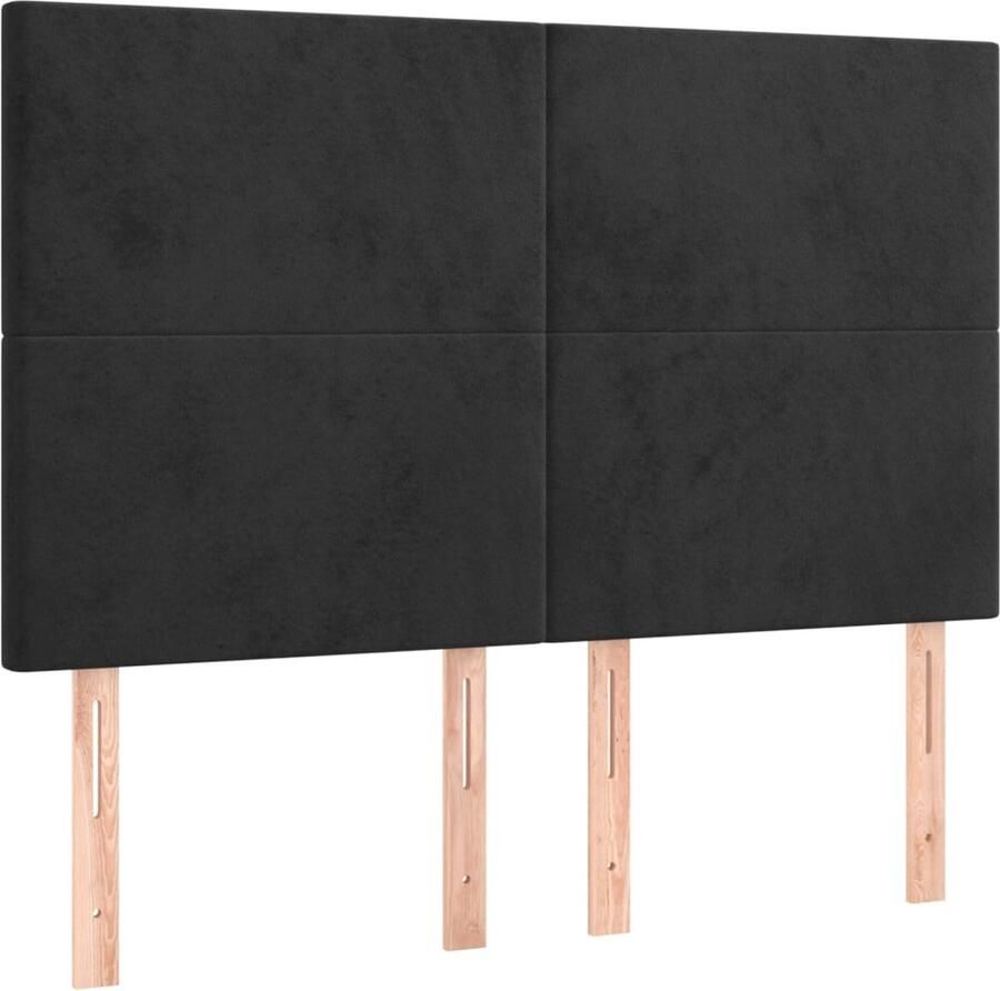 VidaXL Hoofdborden 4 stuks Fluweel Zwart 72x5x78 88 cm Hoofd Bord Bedhoofdbord Velvet Hoofdbord Zwart Hoofdbord Luxe Hoofdbord Bestellen Hoofdbord Online Kopen - Foto 2