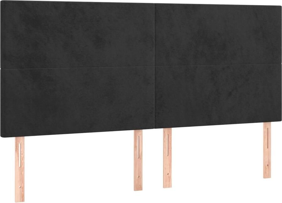 VidaXL Hoofdborden 4 stuks Fluweel Zwart 90x5x78 88 cm Hoofdboard Hoofdkussen Bedstede Velvet Zwart Tweepersoonsbed King Size Bed Stapelbar - Foto 2