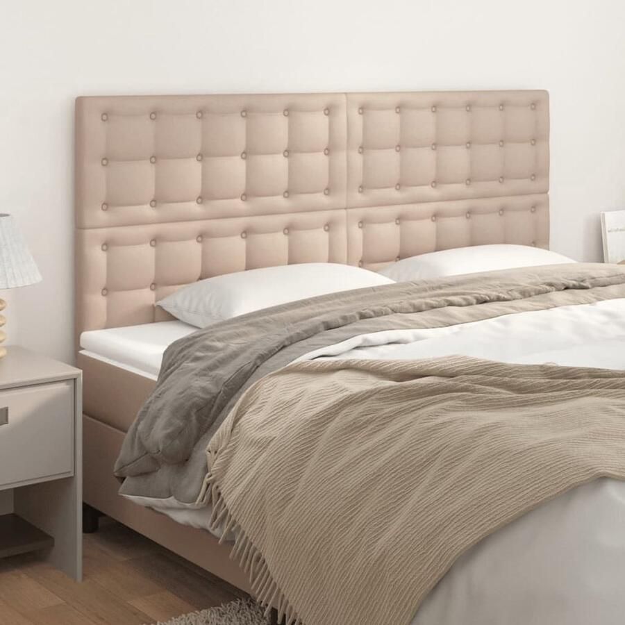 VidaXL Hoofdborden 4 stuks Kunstleer Cappuccino Hoofd Bord Beddecoratie Kapstok Bedroom Decor Klassiek Hoofdbord
