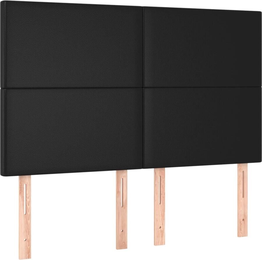 VidaXL Hoofdborden 4 stuks Kunstleer Zwart Hoofd Bord Hoofdkussen Bed Accessoires Slaap Kamer Decoratie Kunstleder Zwart - Foto 2