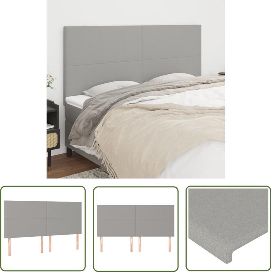 VidaXL Hoofdborden 4 stuks Lichtgrijs 90x78 88 cm Hoofdboard Hoofdkussen Bedkleden Bedroom Decor Slaap Accessoires Stoffen Hoofdborden Grijs Hoofdbord Minimalistisch Hoofdbord Modern Hoofdbord