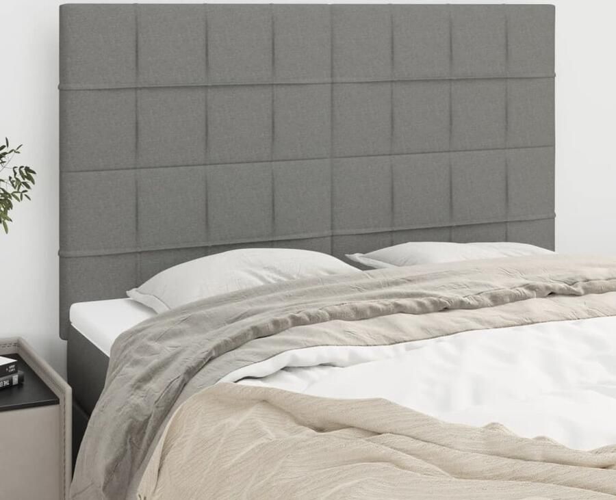 VidaXL Hoofdborden 4 stuks Stof Donkergrijs Hoofd Bord Hoofdborden Beddecoratie Stoffen Hoofdbord Grijs Hoofdbord Modern Hoofdbord Adjustable Hoofdbord - Foto 2