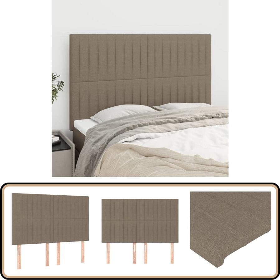 VidaXL Hoofdborden 4 stuks Stof Taupe 72x5x88 cm Hoofd Bord Hoofdkussen Bedkleden Slaap Accessoires Bedroom Decor