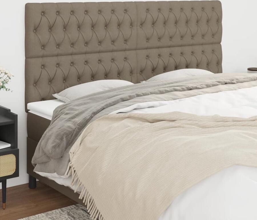 VidaXL Hoofdborden 4 stuks Stof Taupe 90x7x78 88 cm Hoofd Bord Hoofdkussen Beddecoratie Slaap Accessoires Taupes Kleuren Stoffen Hoofdborden Vintage Meubels Modern Bed Bedroom Decor - Foto 2