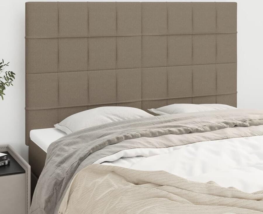 VidaXL Hoofdborden 4 stuks Stof Taupe Hoofd Bord Hoofdkussen Beddecoratie Slaap Accessoires Taupecleur Stoffen Hoofdbord Luxe Bed Comfortabel Bed - Foto 2