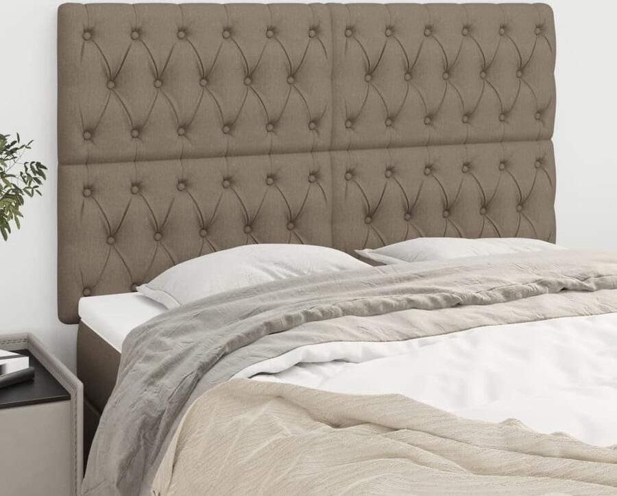 VidaXL Hoofdborden 4 stuks Taupe Stof 80x7x78 88 cm Hoofd Bord Bed Accessoires Stoffen Hoofdborden Taupes Meubels Slaapkamers Decoratie Comfy Headboard - Foto 2