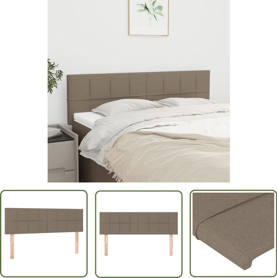 VidaXL Hoofdborden 72x5x78 88 cm Stof Taupe 2 stuks Hoofd Bord Bed Accessoires Hoofdeinde Tapijt Beige Slaap Kamer Decoratie
