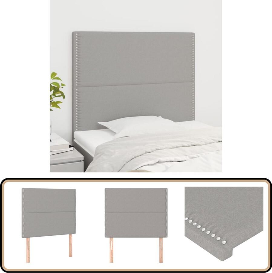 VidaXL Hoofdborden 90x5x78 88 cm 2 stuks lichtgrijs Hoofd Bord Hoofdkussen Beddengoed Slaap Accessoires Kamer Decoratie