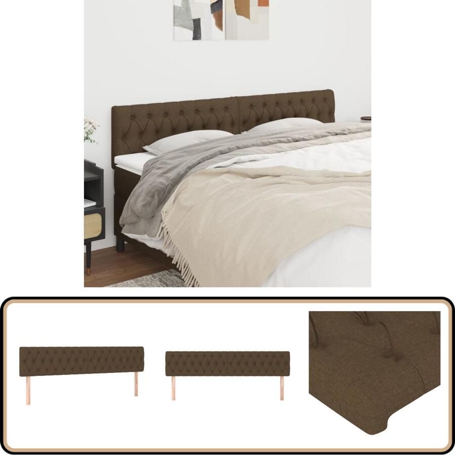 VidaXL Hoofdborden 90x7x78 88 cm Donkerbruin 2 stuks Hoofd Bord Hoofdeinde Bed Accessoires Slaapkamers Donkere Meubels