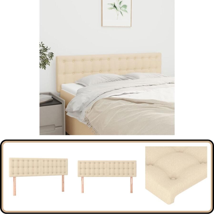 VidaXL Hoofdborden Crème 72x5x78 88 cm 2 stuks Hoofd Bord Hoofdkussen Beddecoratie Bedroom Decor Slaapkamervloer