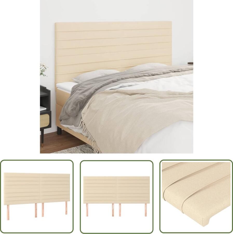 The Living Store Hoofdborden 4 st 90x5x78 88 cm stof crèmekleurig Klassieke Hoofdborden Creme Hoofd Bord Stoffen Beddecoratie Bedroom Decor