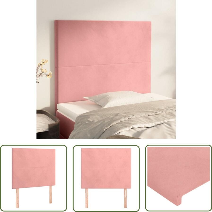 VidaXL Hoofdborden Fluweel Roze Set van 2 Hoofdboard Hoofdkussen Beddengoed Slaapcomfort Velvet Roze Meubilair Luxe Kamerdecoratie Tweepersoonsbed Stapelbed