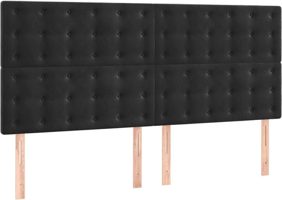 VidaXL Hoofdborden Fluweel Zwart Set van 4 90x78 cm Klassieke Hoofdbord Zwart Velvet Hoofdbord Bedhoofd Hoofsteun Ergonomisch Hoofdbord Luxe Hoofdbord Stapelbare Hoofdenbord - Foto 2