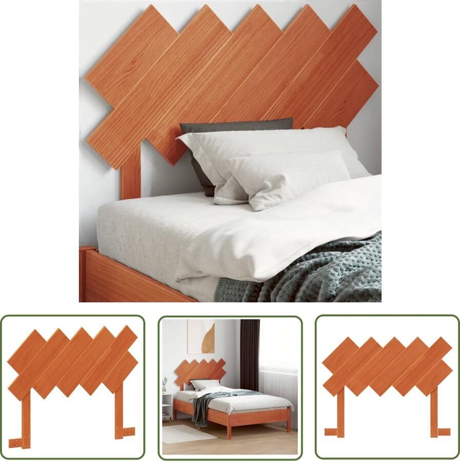 The Living Store Houten Hoofdeinde 104 x 3 x 80.5 cm Massief grenenhout Hoofd Bord Hoofdborden Houten Hoofdbord Grenenhout Was Bruin