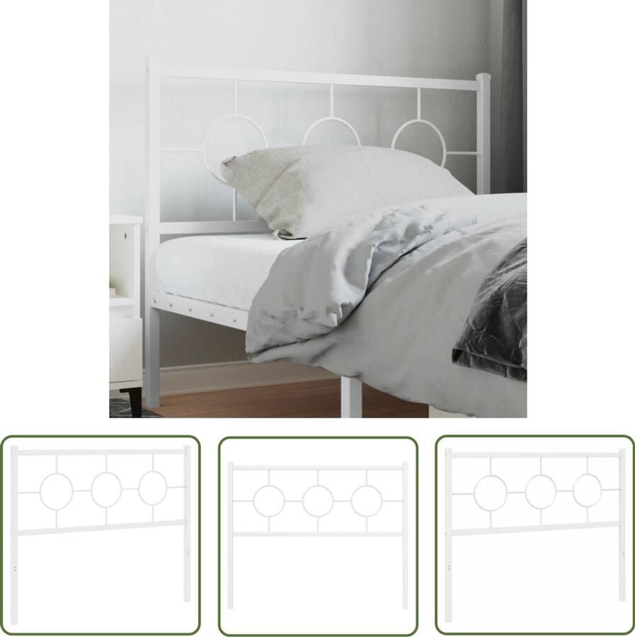 The Living Store Hoofdbord Staal Bed 112 x 91 cm Wit Hoofd Bord Hoofdborden Slaap Kamer Bed Hoofdboard