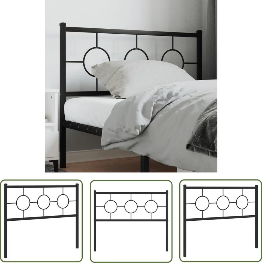The Living Store Hoofdbord Staal 112 x 91 cm Zwarte Kleur Hoofd Bord Hoofdborden Bed Hoofdbord Staal Hoofdbord Zwart Hoofdbord