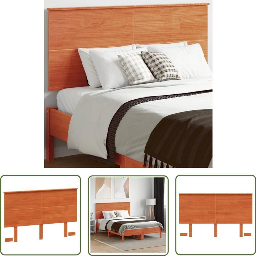 The Living Store Houten Hoofdeinde 124 x 6 x 82.5 cm Massief Grenenhout Hoofd Bord Hoofdborden Houten Hoofdeinde Grenenhout Hoofdbord Wasbruin Hoofdbord