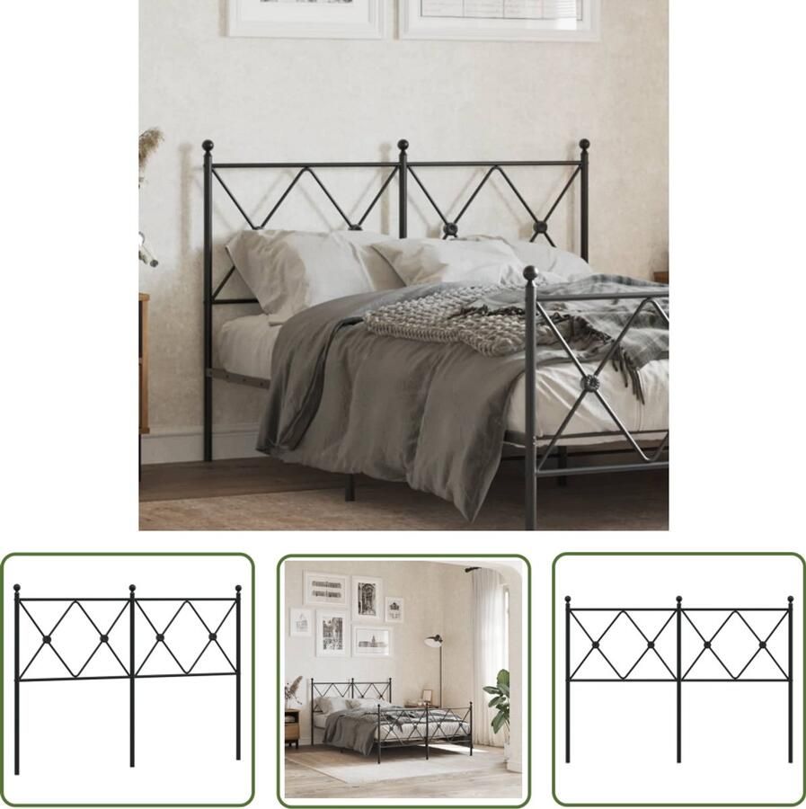 The Living Store Hoofdbord Bedaccessoires 125 x 3 x 90.5 cm Staal Hoofd Bord Hoofdborden Beddecoratie Staal Hoofdbord Zwart Hoofdbord