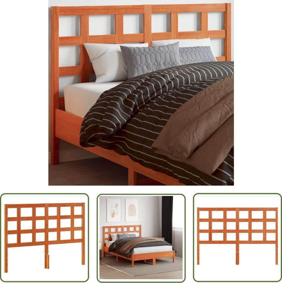 The Living Store Houten Hoofdeinde Massief Grenenhout 140.5 x 8.5 x 100 cm Rustiek ontwerp Hoofd Bord Hoofdborden Bed Frame Beddengoed Slaapkamer Decoratie