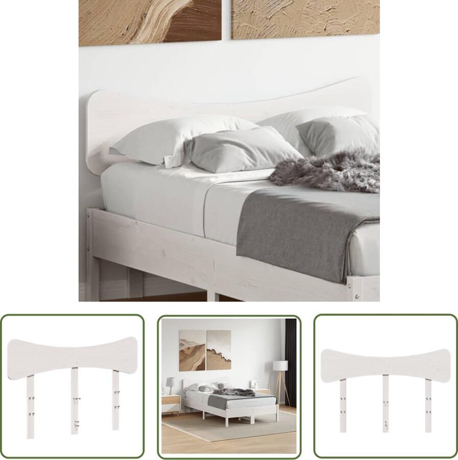 The Living Store Houten Hoofdeinde Massief Grenenhout 140.5 x 3.5 x 81 cm Wit Hoofd Bord Hoofdborden Bed Hoofdbord Houten Hoofdeinde Grenenhout Hoofdbord
