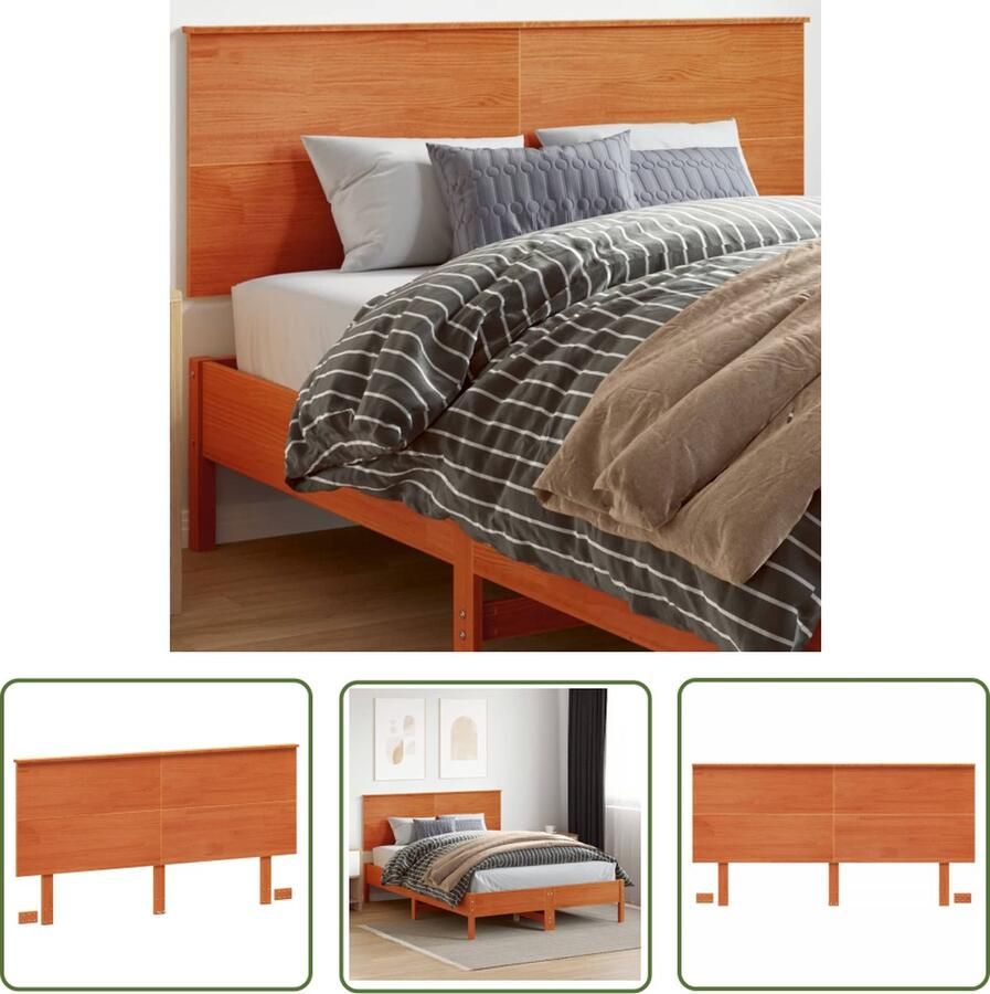 The Living Store Houten Hoofdeinde Massief Grenenhout 164 x 6 x 82.5 cm Wasbruin Hoofd Bord Hoofdborden Grenenhout Hout Was Bruin