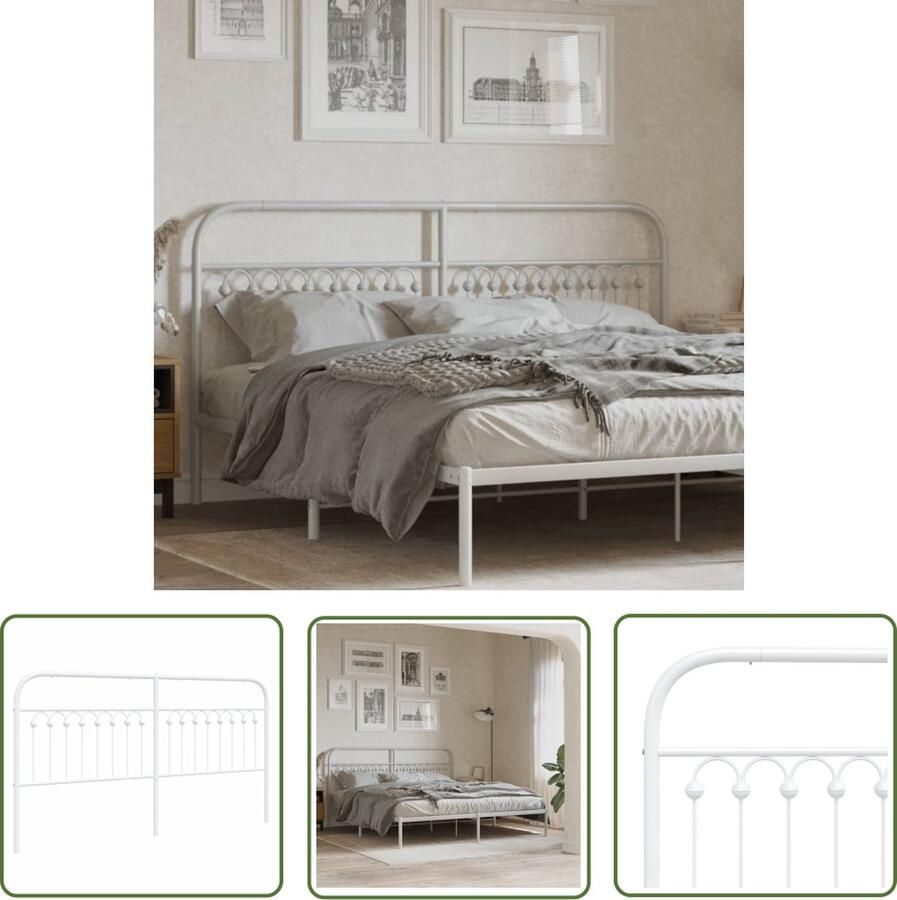 The Living Store Tijdloos Hoofdbord 187 x 100 cm Staal met Ronde Buizen Hoofd Bord Hoofdborden Bed Frame Bed Slaapkamer Decoratie