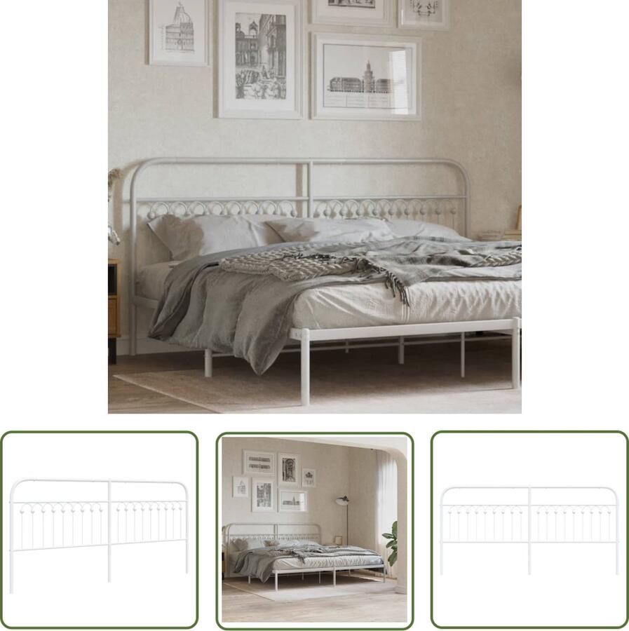 The Living Store Hoofdbord Staal 198 x 100 cm Wit Hoofd Bord Hoofdborden Bed Frame Beddengoed Slaapkamers