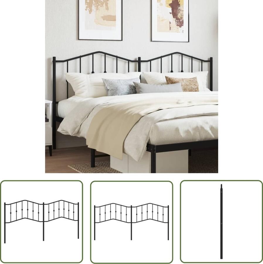The Living Store Metalen Hoofdbord 206 x 4 x 98 cm Robuust Gepoedercoat Staal Hoofd Bord Hoofdborden Metalen Hoofdbord Zwart Hoofdbord Staal Hoofdbord