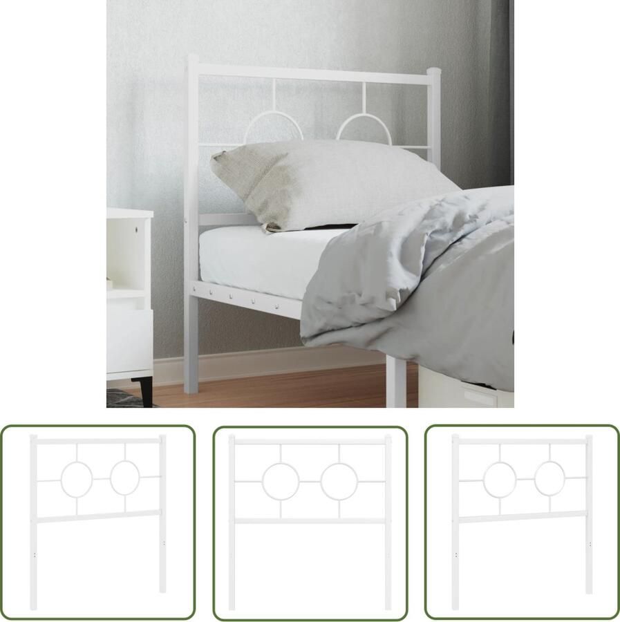 The Living Store Hoofdbord Metalen Bed 80 x 91 cm Gepoedercoat Staal Hoofd Bord Hoofdborden Bed Frame Beddengoed Slaapkamer Meubels