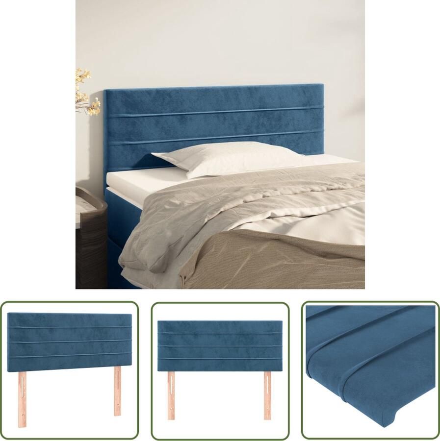 The Living Store Hoofdbord Hoofdborden 80 x 33.5 x 78 cm Donkerblauw Hoofd Bord Hoofdborden Velvet Blauw Slaapkamers
