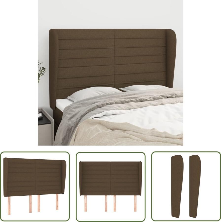 The Living Store Hoofdeind Donkerbruin 147 x 23 x 118 128 cm Trendy ontwerp Hoofd Bord Hoofdborden Beddecoratie Slaapkamers Donkere Kleuren