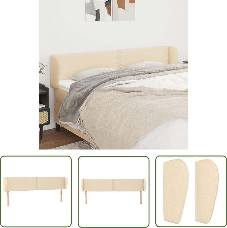 The Living Store Hoofdeind Classic 183x23x78 88 cm Crème stof Verstelbare hoogte Stevige poten Hoofd Bord Hoofdborden Bedding Slaapkamers Klassiek