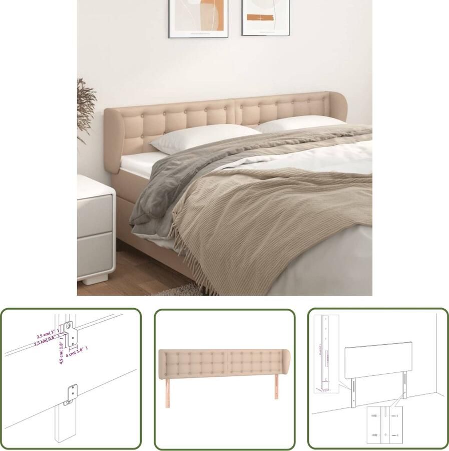 The Living Store Hoofdeind Cappuccino Kunstleer 203x23x78 88cm Duurzaam materiaal Verstelbare hoogte Stabiele poten Hoofd Bord Hoofdborden Kapstokken Bedroom Furniture Kamermeubel