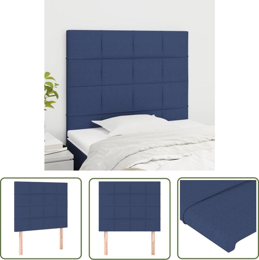 The Living Store Hoofdbord Stijlvol ontwerp Duurzaam materiaal Stevige poten Verstelbare hoogte Comfortabele ondersteuning Kleur- blauw Afmetingen- 100 x 5 x 118 128 cm Levering- 2 x hoofdeind