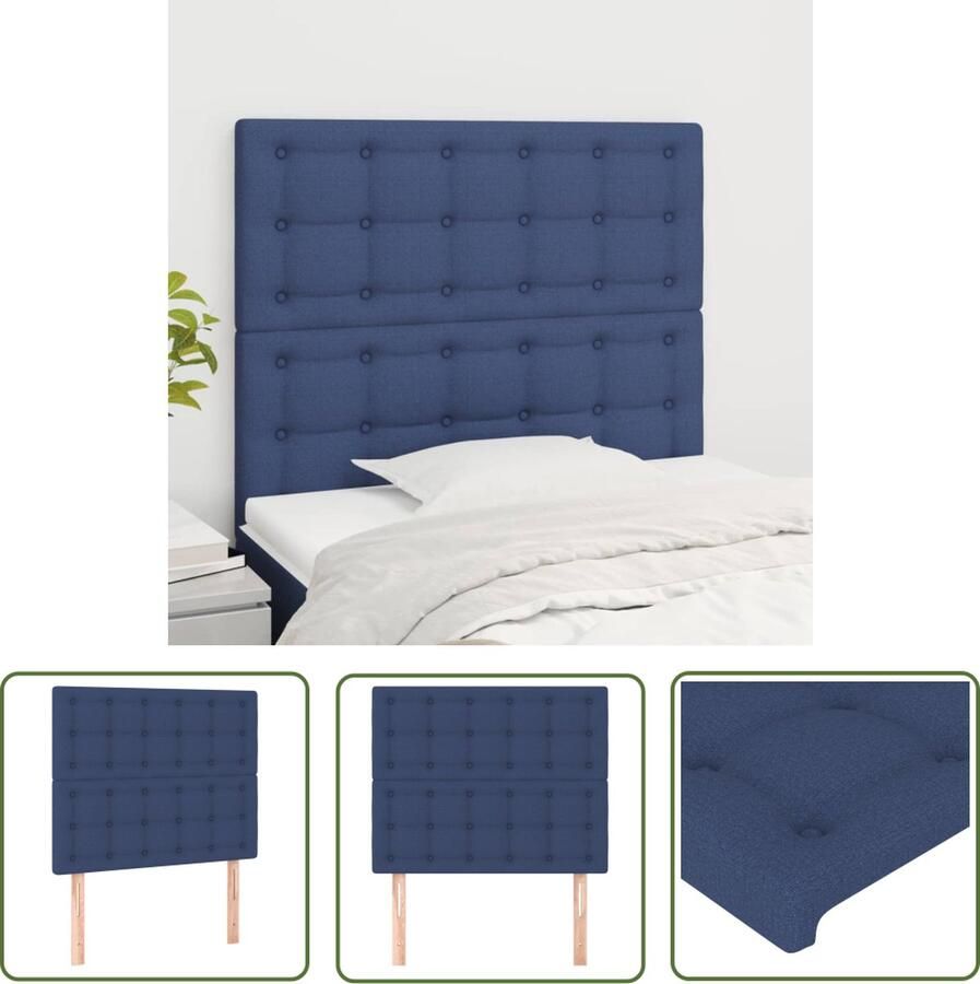 The Living Store Hoofdbord Classic s Bedombouw Accessoire 90x5x118 128 cm Blauw stoffen bekleding Hoofd Bord Hoofdborden Beddecoratie Bedaccessoires Blauwe Kamer