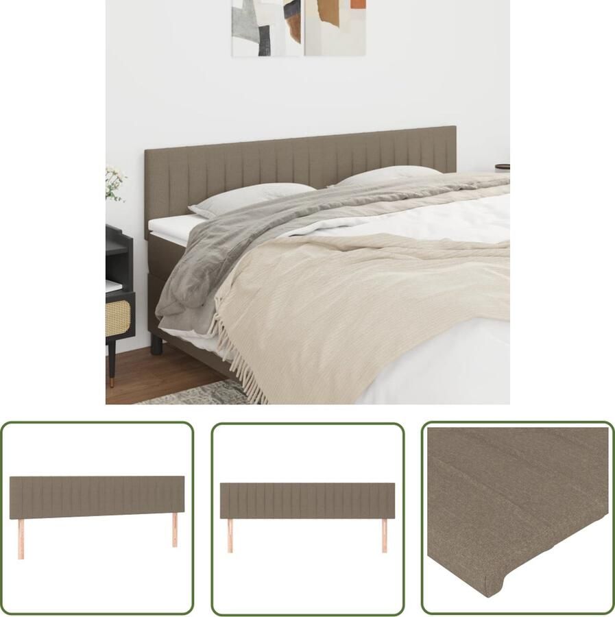 The Living Store Hoofdeind taupe 180 x 5 x 78 88 cm klassiek ontwerp verstelbare hoogte stevige houten poten Hoofd Bord Hoofdborden Beddecoratie Slaapkamers Taupecleur