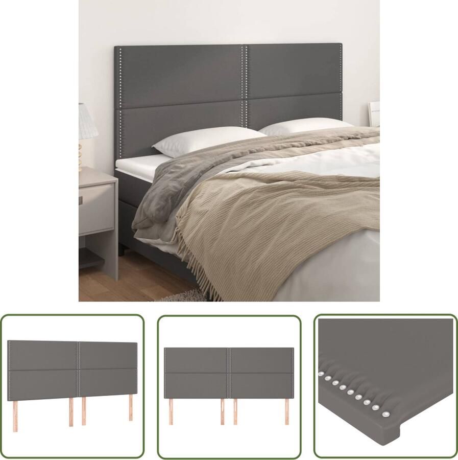 The Living Store Hoofdbord Kunstleer Grijs 180x5x118 128cm Klassiek ontwerp Hoofd Bord Hoofdborden Beddecoratie Kunstleder Grijze Meubels